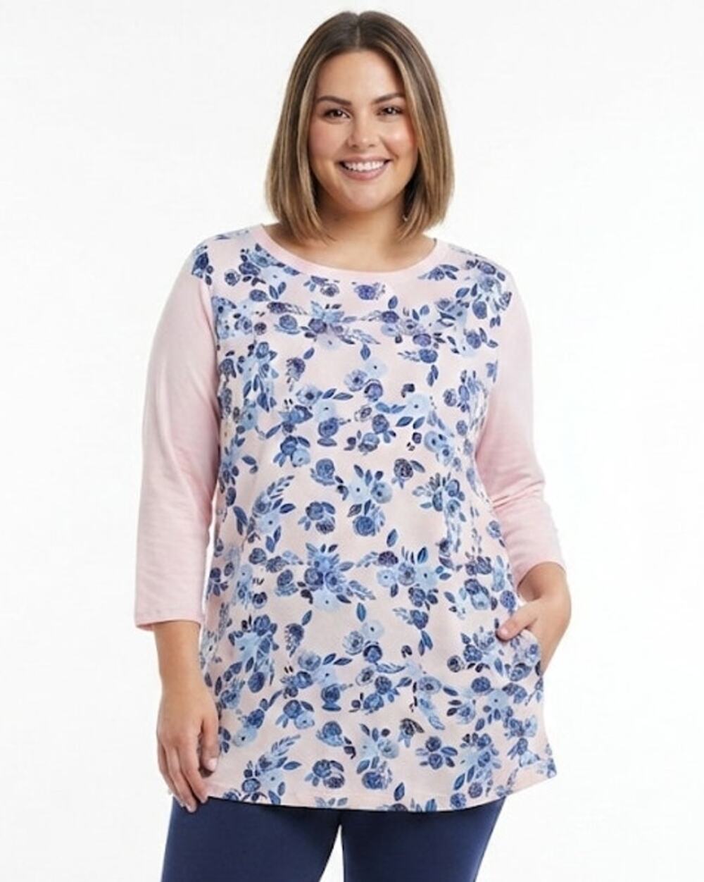 Lane Bryant Floral Tunic Top Cotton Lightweight Transitional  Plus Size 2X